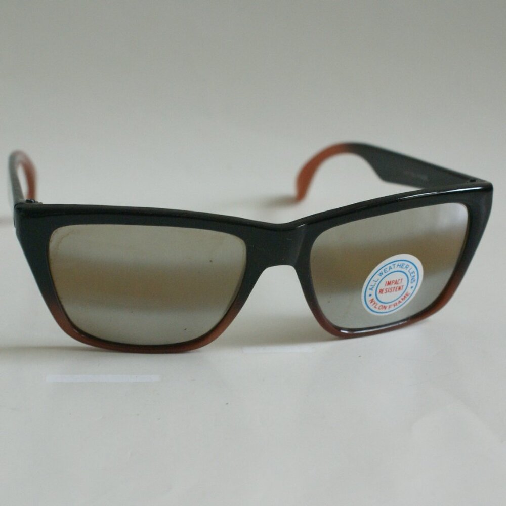 NWT TruVintage Racer style 2 tone brown nylon frame amber glass lens sunglasses
